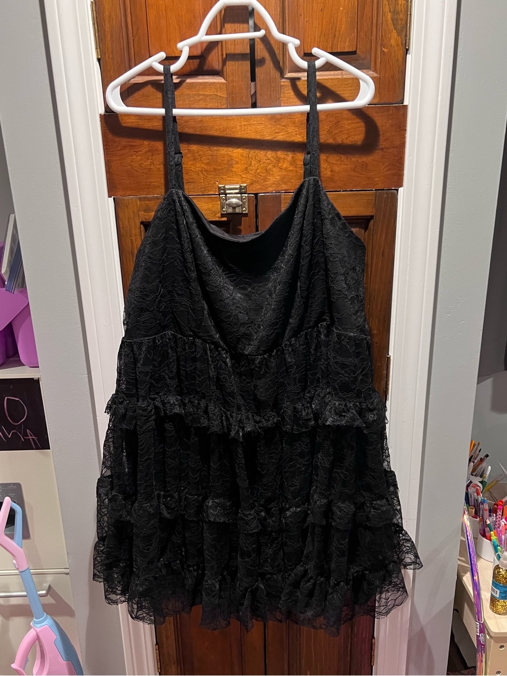 torrid Black Lace Tiered Ruffle Mini Dress